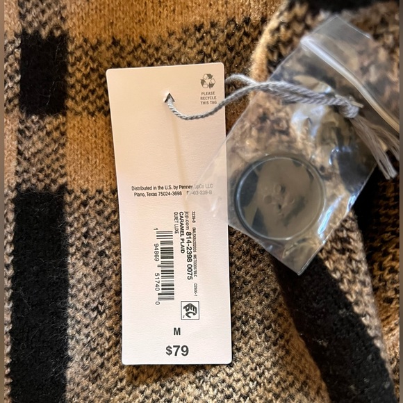 Liz Claiborne Plaid Longline Coatigan Sweater Coat NWT Size M - Picture 10 of 10